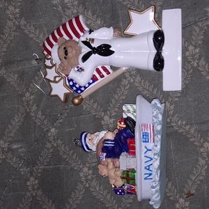 2 navy Christmas  ornaments